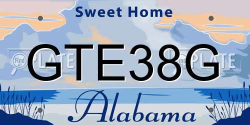 GTE38G Alabama License Plate