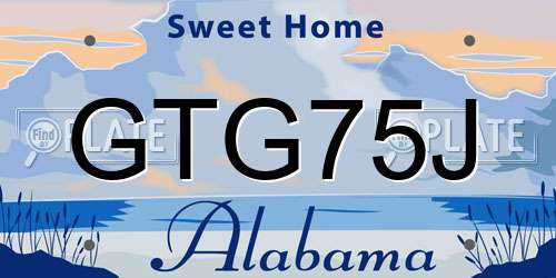 GTG75J Alabama License Plate