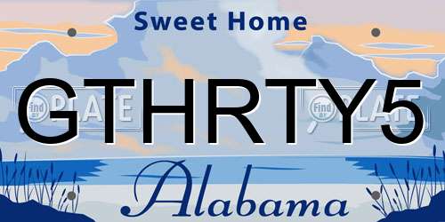 GTHRTY5 Alabama License Plate