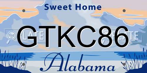GTKC86 Alabama License Plate
