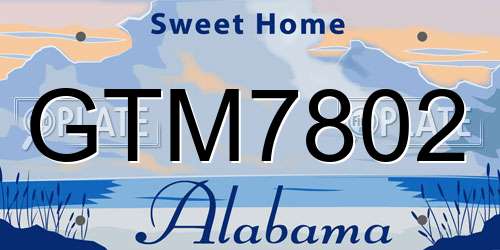 GTM7802 Alabama License Plate