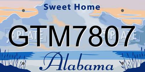 GTM7807 Alabama License Plate