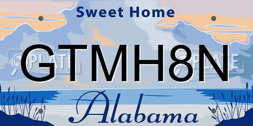 GTMH8N Alabama License Plate