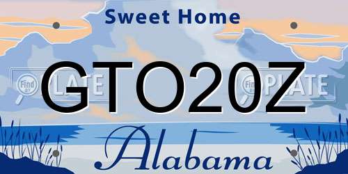 GTO20Z Alabama License Plate