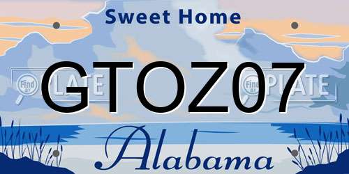 GTOZ07 Alabama License Plate