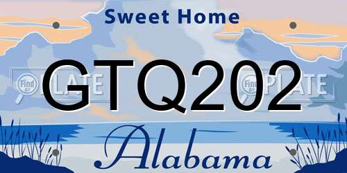 GTQ202 Alabama License Plate
