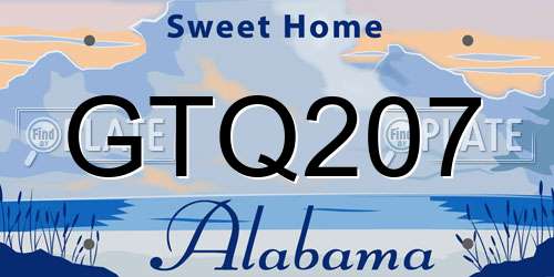 GTQ207 Alabama License Plate