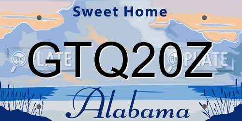 GTQ20Z Alabama License Plate