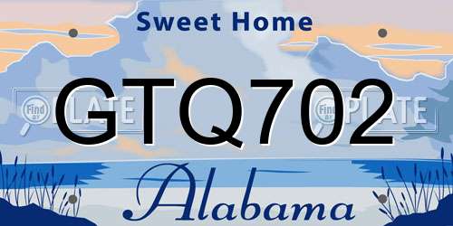 GTQ702 Alabama License Plate