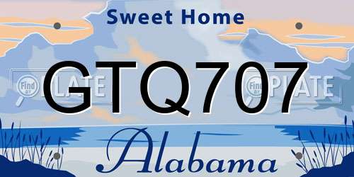 GTQ707 Alabama License Plate