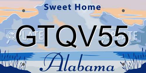 GTQV55 Alabama License Plate