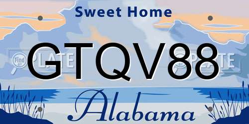 GTQV88 Alabama License Plate