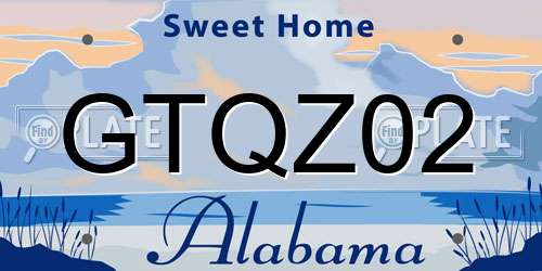 GTQZ02 Alabama License Plate