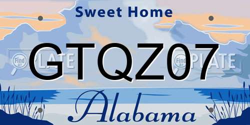 GTQZ07 Alabama License Plate