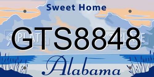 GTS8848 Alabama License Plate