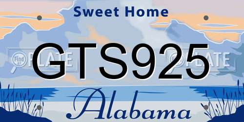 GTS925 Alabama License Plate