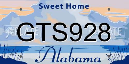 GTS928 Alabama License Plate