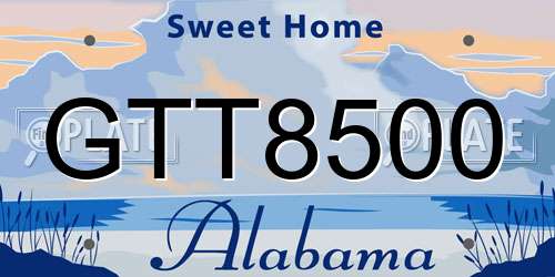 GTT8500 Alabama License Plate