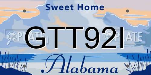 GTT92I Alabama License Plate