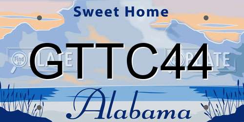 GTTC44 Alabama License Plate