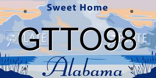 GTTO98 Alabama License Plate