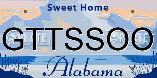 GTTSSOO Alabama License Plate