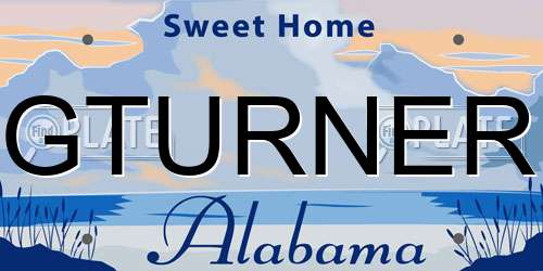 GTURNER Alabama License Plate