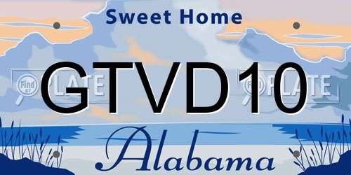 GTVD10 Alabama License Plate