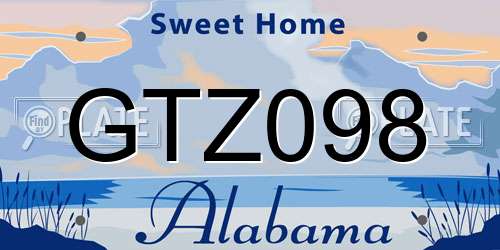 GTZ098 Alabama License Plate