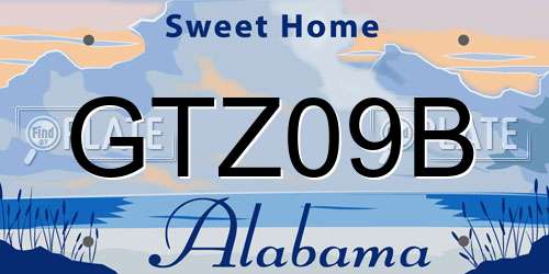 GTZ09B Alabama License Plate