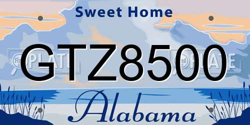 GTZ8500 Alabama License Plate