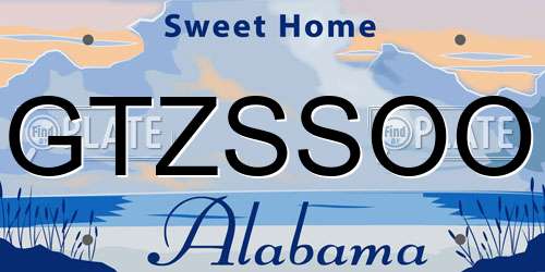 GTZSSOO Alabama License Plate