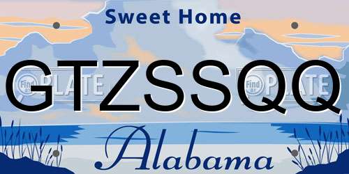 GTZSSQQ Alabama License Plate
