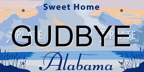 GUDBYE Alabama License Plate