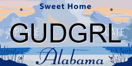 GUDGRL Alabama License Plate