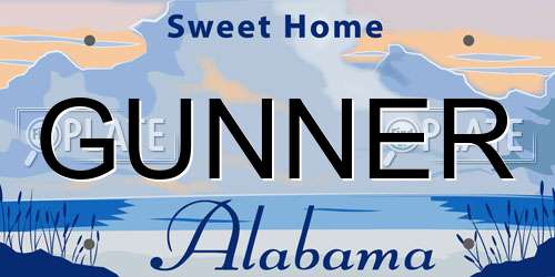 GUNNER Alabama License Plate
