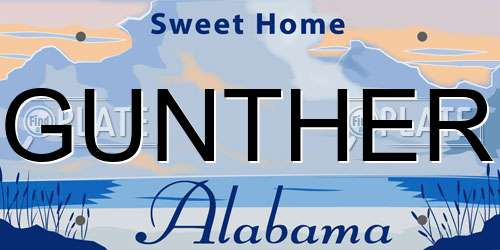 GUNTHER Alabama License Plate