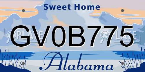 GV0B775 Alabama License Plate