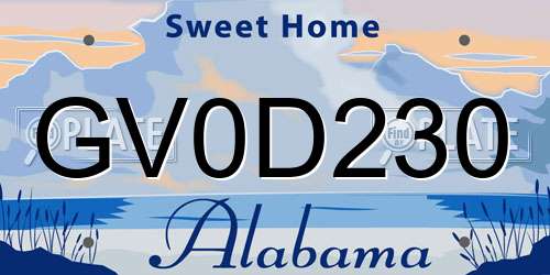 GV0D230 Alabama License Plate