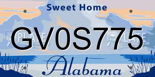 GV0S775 Alabama License Plate