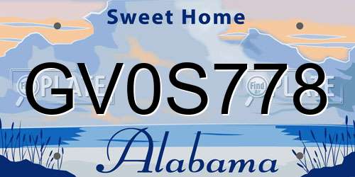 GV0S778 Alabama License Plate