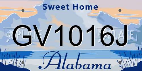 GV1016J Alabama License Plate
