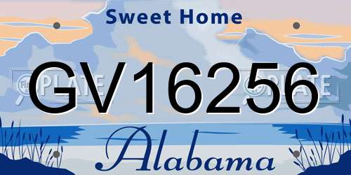 GV16256 Alabama License Plate