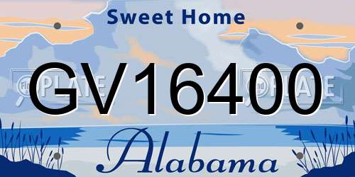 GV16400 Alabama License Plate