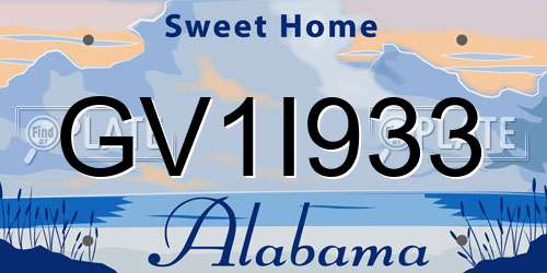 GV1I933 Alabama License Plate