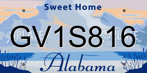 GV1S816 Alabama License Plate