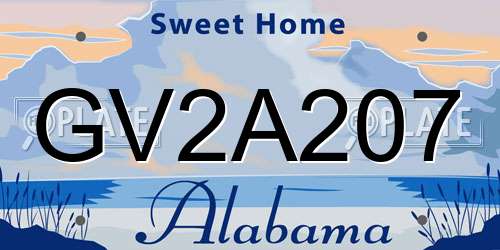 GV2A207 Alabama License Plate