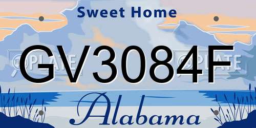 GV3084F Alabama License Plate