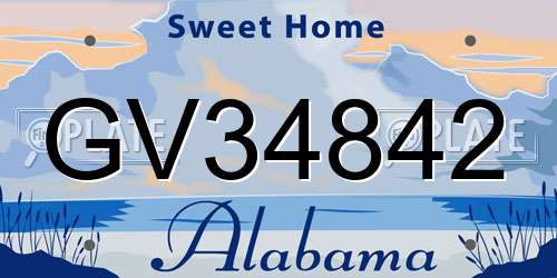 GV34842 Alabama License Plate