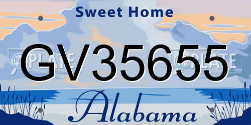 GV35655 Alabama License Plate